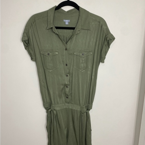 Aerie Olive Green Short Sleeve Utility Romper Small - Picture 2 of 5